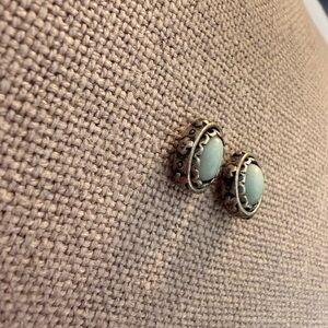 Elegant Silver and Green Stud Earrings